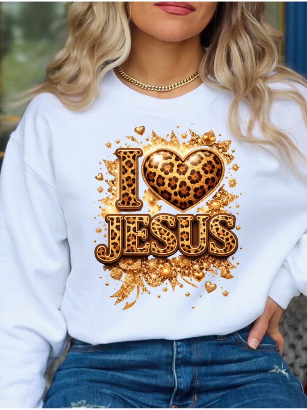 I love Jesus Leopard Sweatshirt